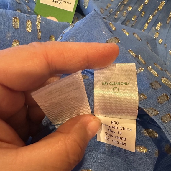 RARE Lilly Pulitzer Colby Top Bay Blue Bubble Clip Dot Jacquard Metallic XL NWT - Picture 4 of 4